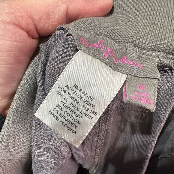 Fresh Produce Gray Cargo Pull On Linen Pants Medium Hi Rise Cropped - Picture 5 of 6